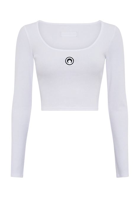 top moon logo jersey roundneck donna bianco MARINE SERRE | WTT033ACJER0011WH10